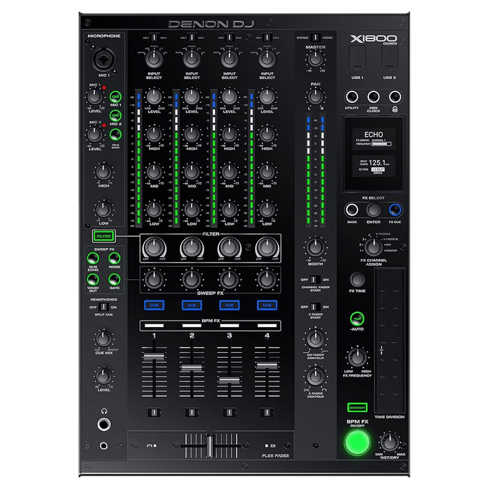 Denon DJ X1800 Prime 4-channel DJ mixer - front panel