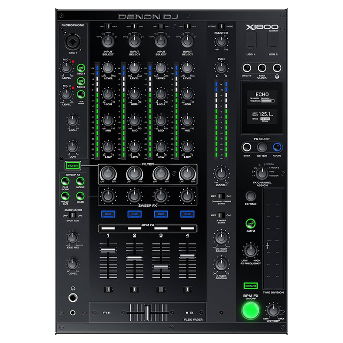 Denon DJ X1800 Prime 4-channel DJ mixer - front panel