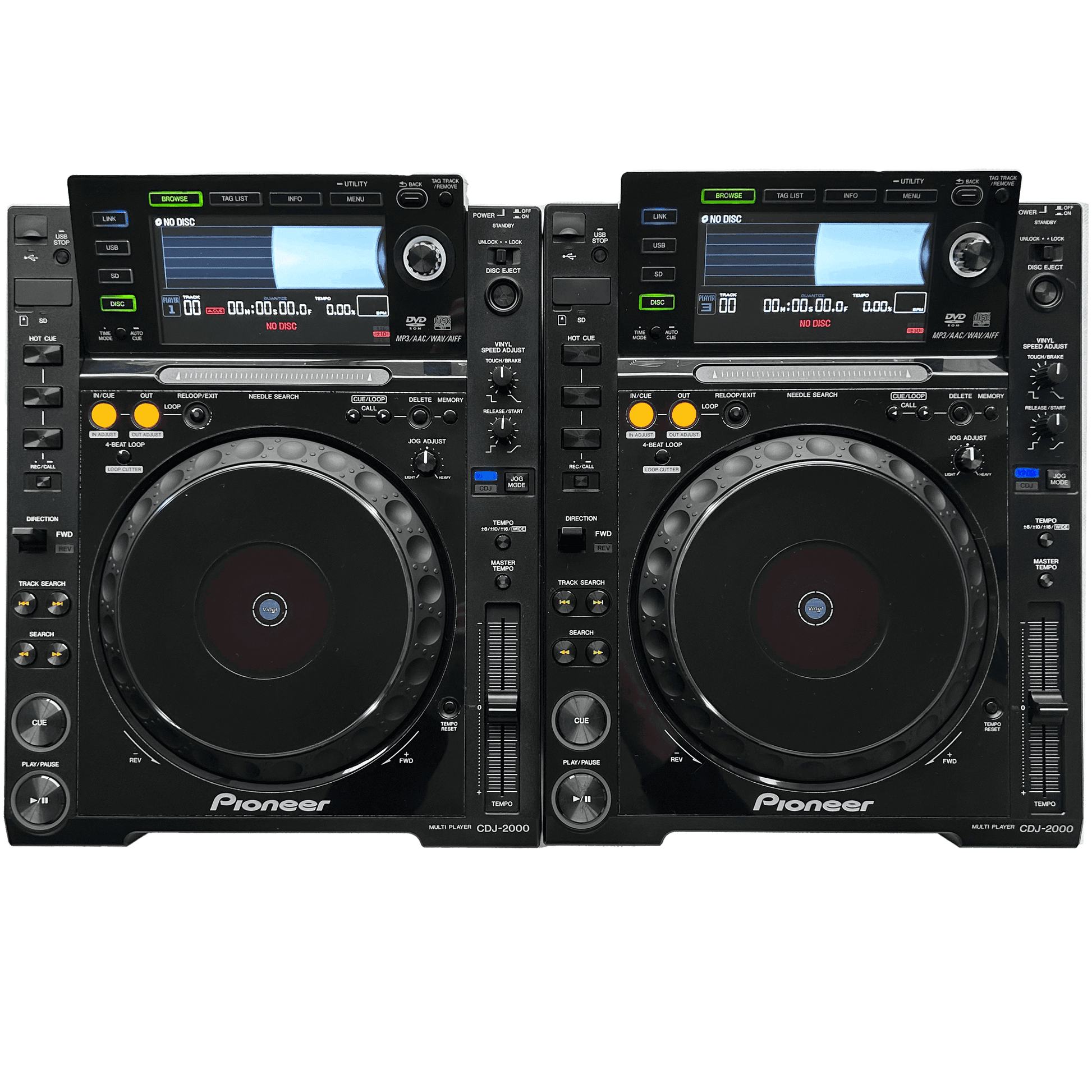 Pioneer CDJ 2000 Pair - Professional DJ Media Players - Turntable Trader