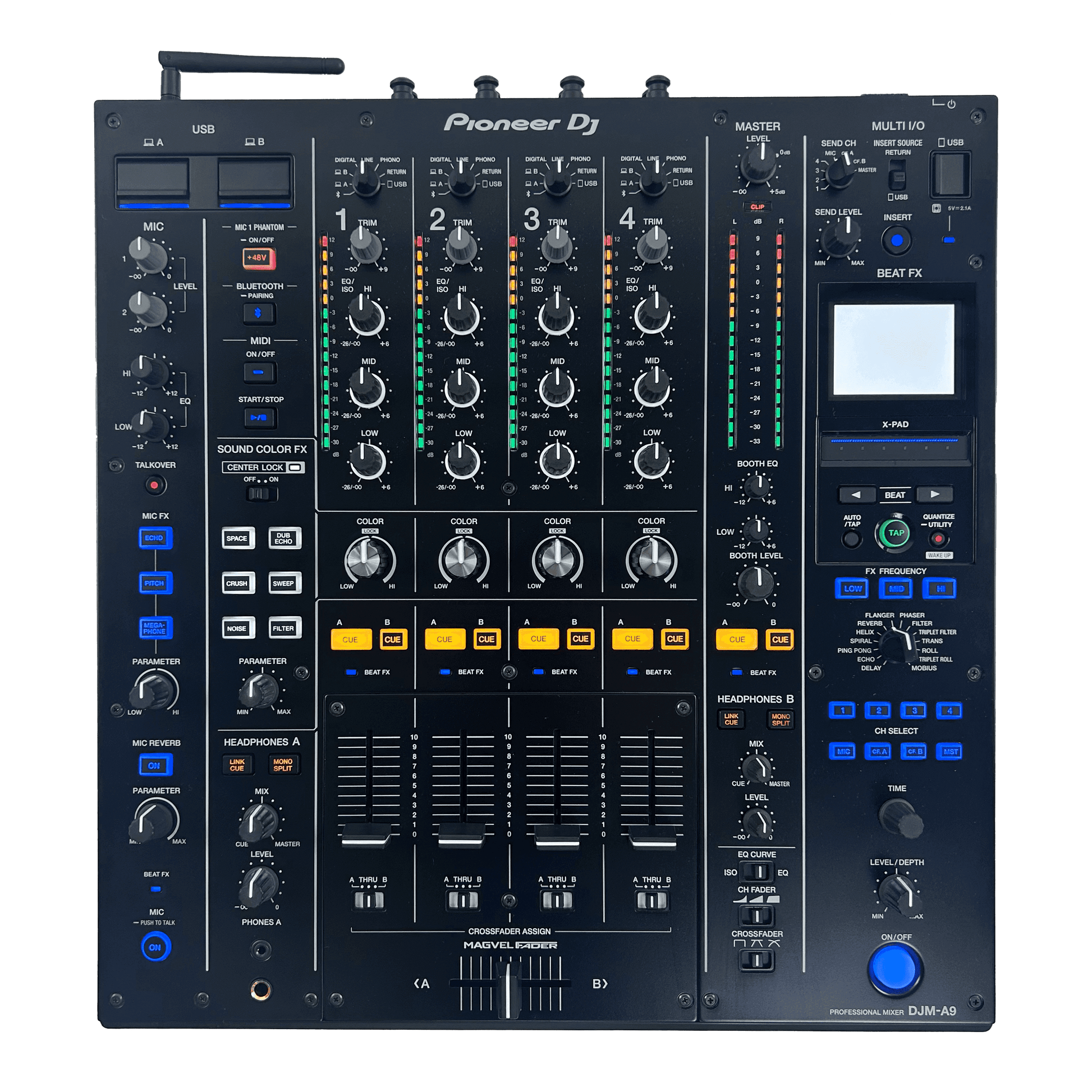 Pioneer DJ DJM A9 — профессиональный 4-канальный DJ-микшер — проигрыватель виниловых пластинок