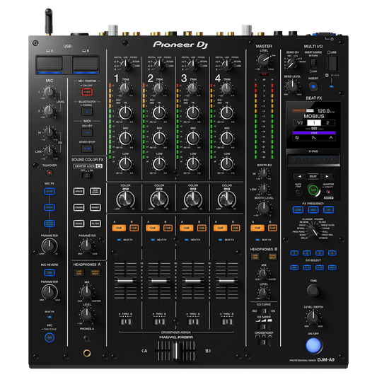 Pioneer DJ DJM A9 professional 4-channel DJ mixer, top view