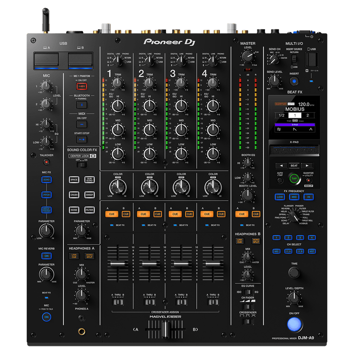 Pioneer DJ DJM A9 professional 4-channel DJ mixer, top view