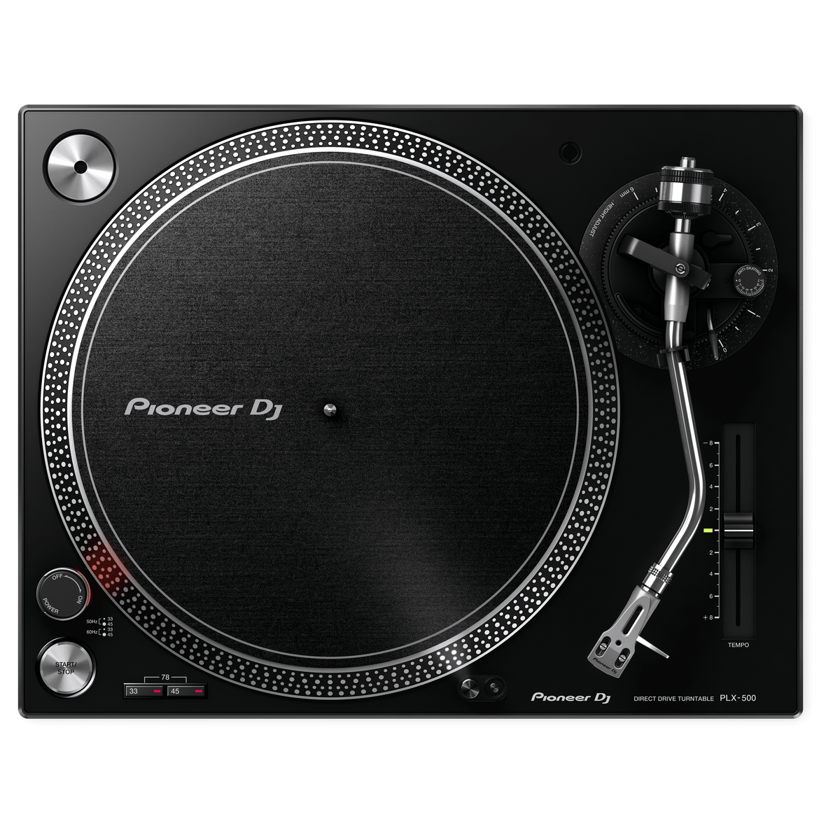 Pioneer PLX 500 direct drive DJ turntable, top view